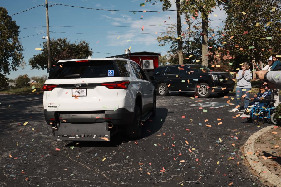 A confetti send-off as the Traverse pulls away
